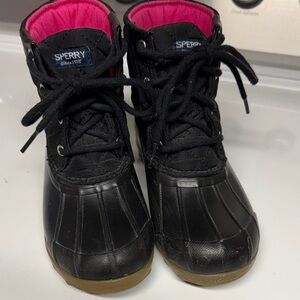 Sperry Kids Black and Pink Rain Boots